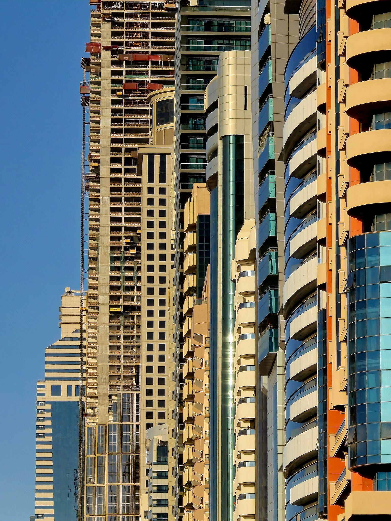 Architectural details of high-rise buildings in Dubai